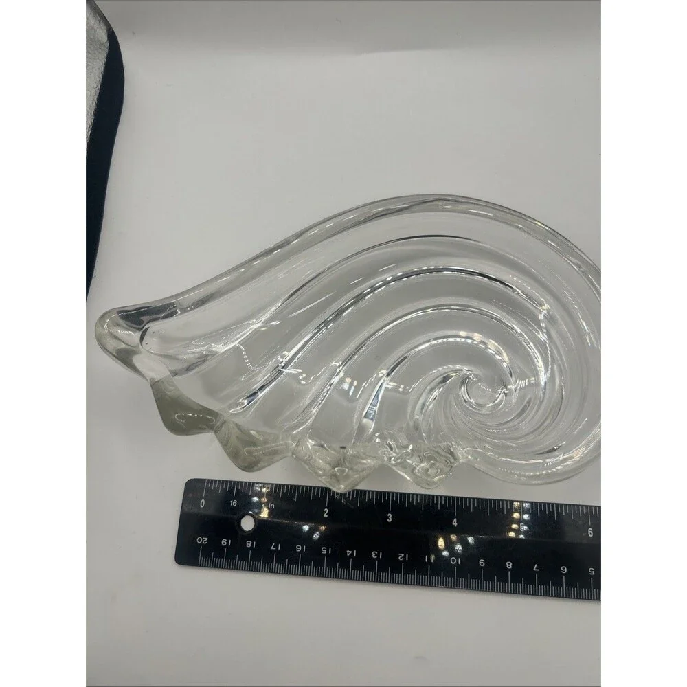 Vintage Mikasa Clearwater Crystal Nautilus Shell Candy Dish Wave Design Beach
